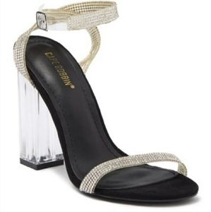 Cape Robbin Wynn Embellished  Rhinestone Black Strap High Heel